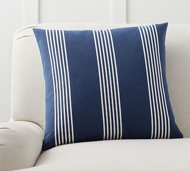 Ziri Reversible Stripe Pillow Cover, 20", Blue Multi - Image 0
