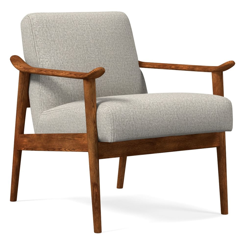 Midcentury Show Wood Chair, Poly, Twill, Dove, Pecan - Image 0