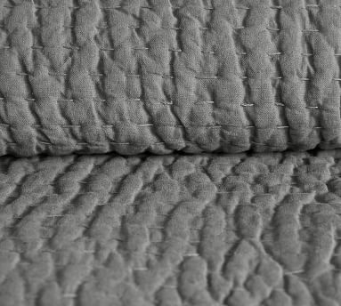 Pick-Stitch Handcrafted Cotton/Linen Quilted Sham, Standard, Classic Ivory - Image 1