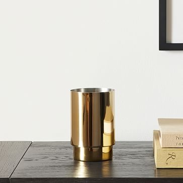 Brass And Enamel Tube Vase, Polished Brass, Small And Medium, Set of 2 - Image 3