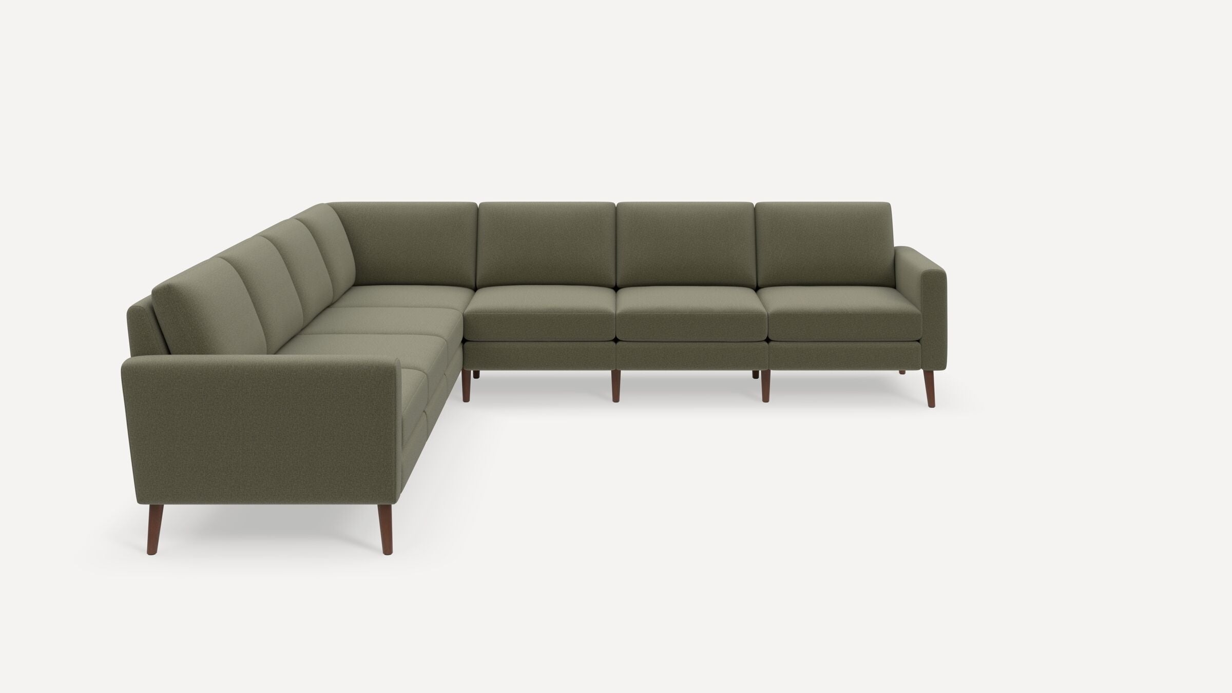 Nomad 7-Seat Corner Sectional - Moss Green - Performance Flatweave / Walnut - Wood / Block - Image 0