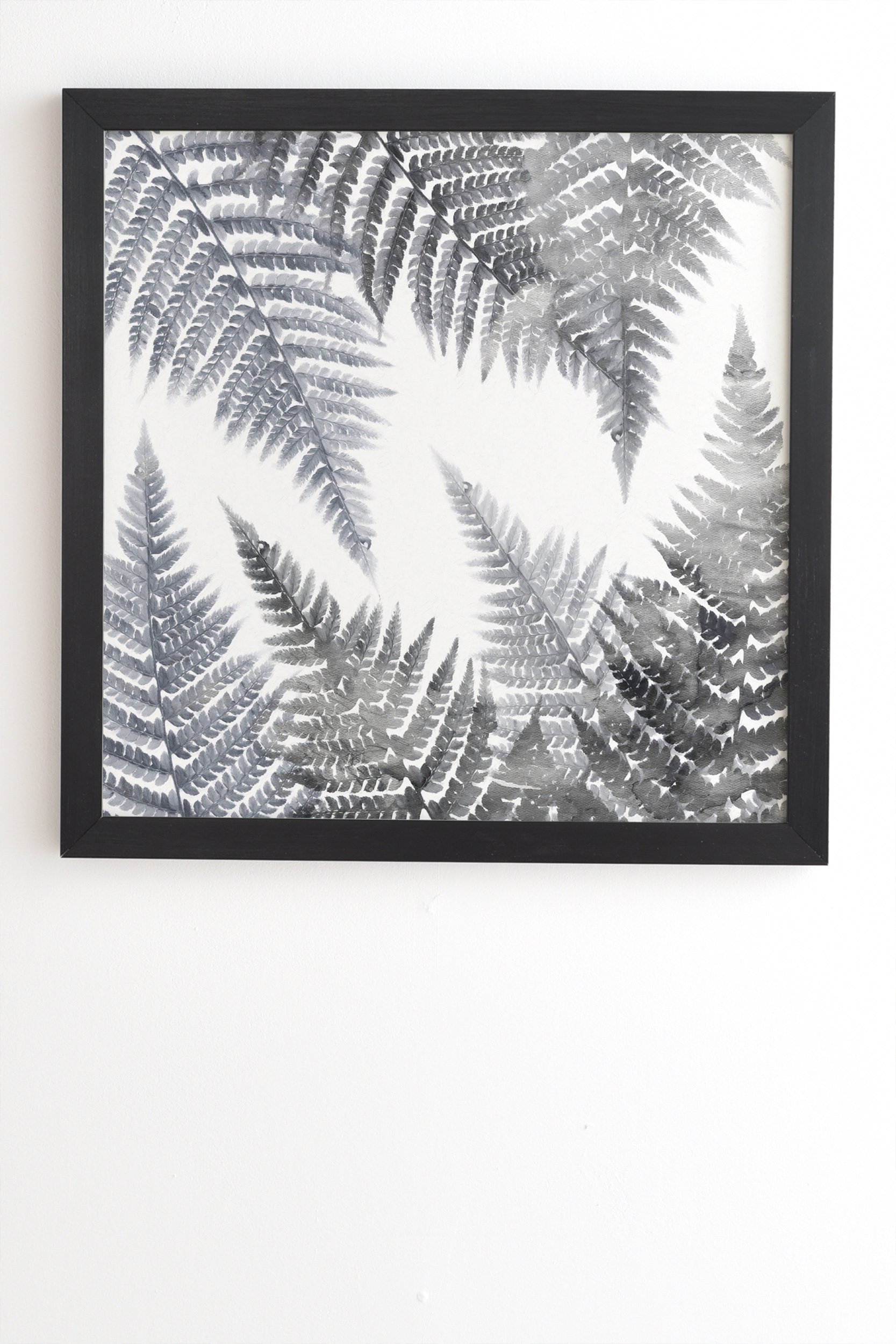 Emanuela Carratoni Watercolor Ferns Black Framed Wall Art - 8" x 9.5" - Image 1