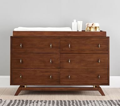 Lennox Extra Wide Dresser and Topper Set, Dark Walnut, In-Home Delivery - Image 1