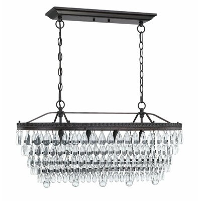 5 - Light   Kitchen Island Tiered Pendant With Crystal Accent - Image 0