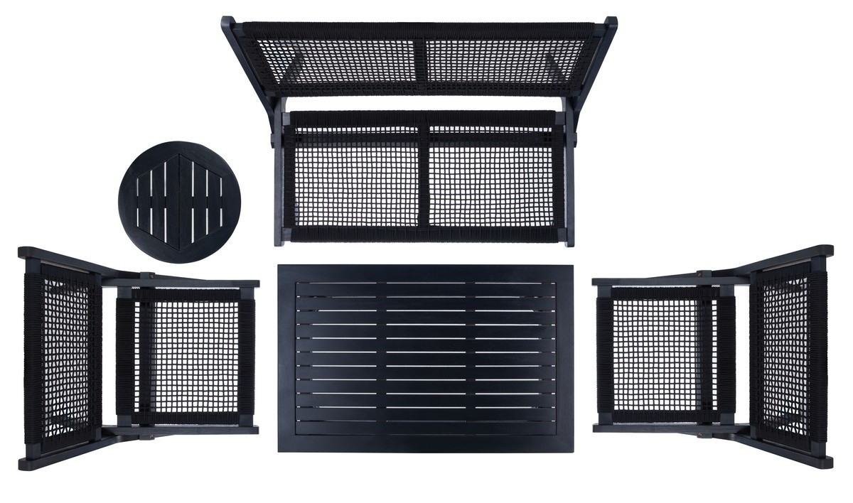 Kobina 5 Pc Outdoor Living Set - Black/Black - Safavieh - Image 5