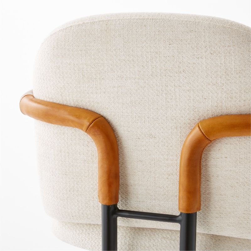Avont Upholstered White Performance Fabric Metal Counter Stools Set of 2 - Image 5
