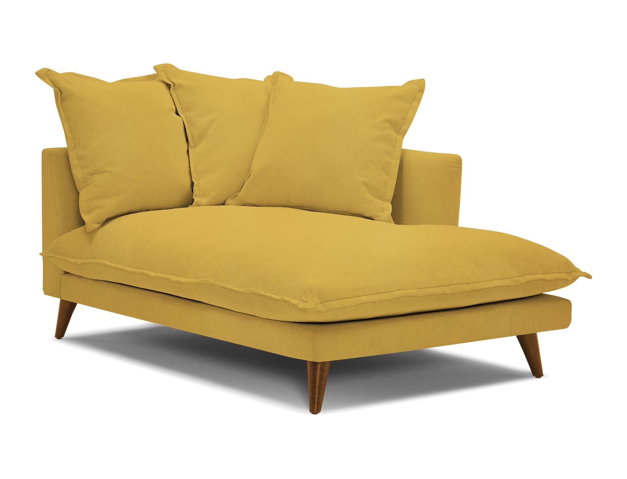 Yellow Denna Mid Century Modern Single Arm Chaise - Marin Sunflower - Mocha - Image 1