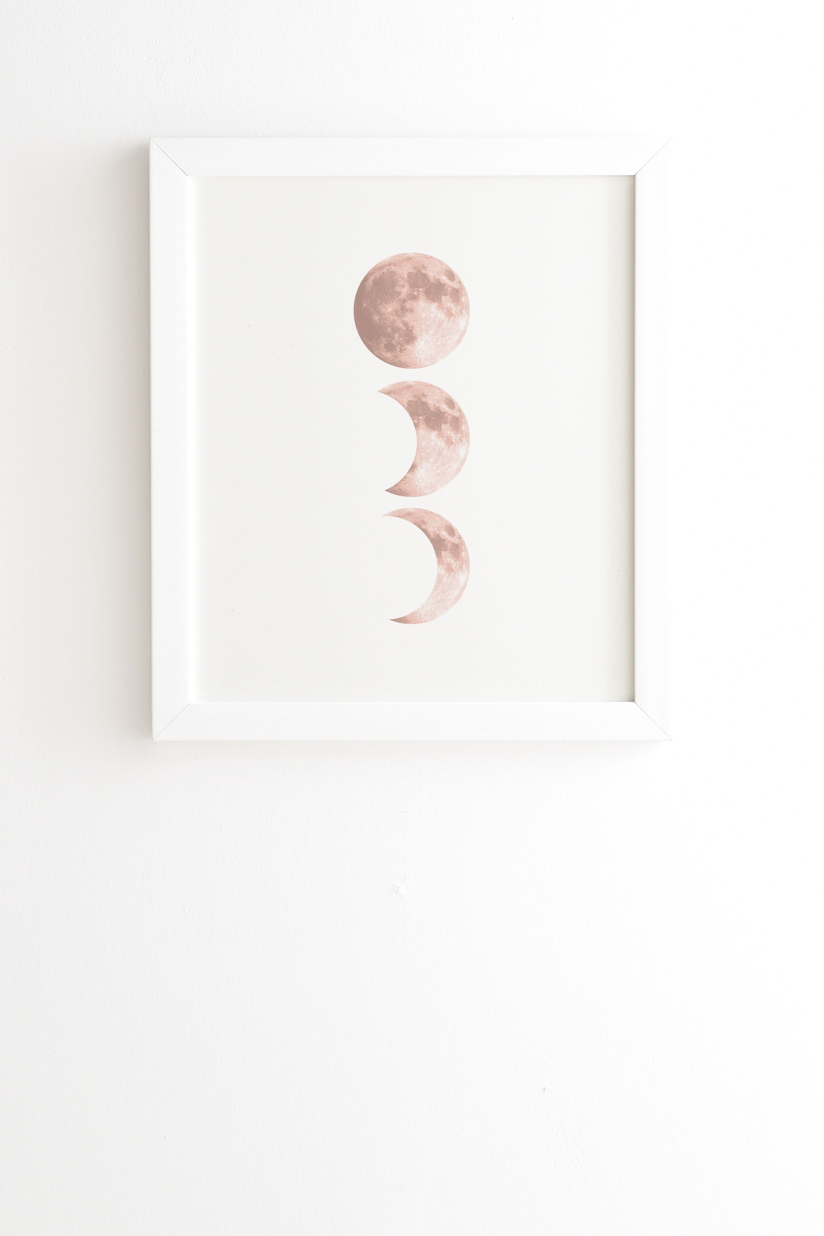 Pink Moon On White by Emanuela Carratoni - Framed Wall Art Basic White 8" x 9.5" - Image 0