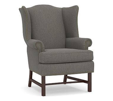 Thatcher Upholstered Armchair, Polyester Wrapped Cushions, Chenille Basketweave Charcoal - Image 0