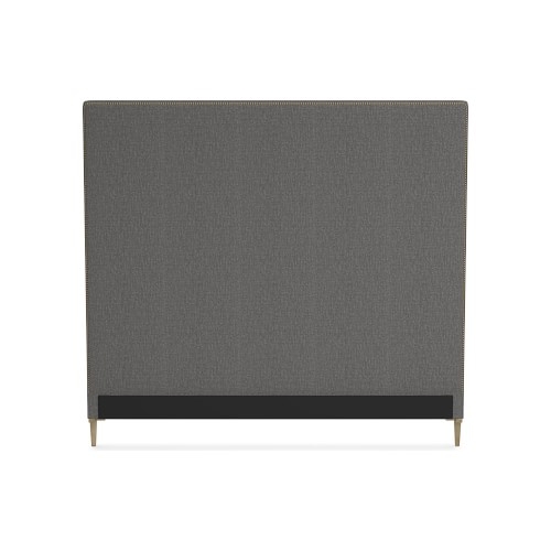 Brooklyn 72 Cal King Extra Tall Headboard Only AB, Antique Brass, Perennials Performance Melange Weave, Gray - Image 0