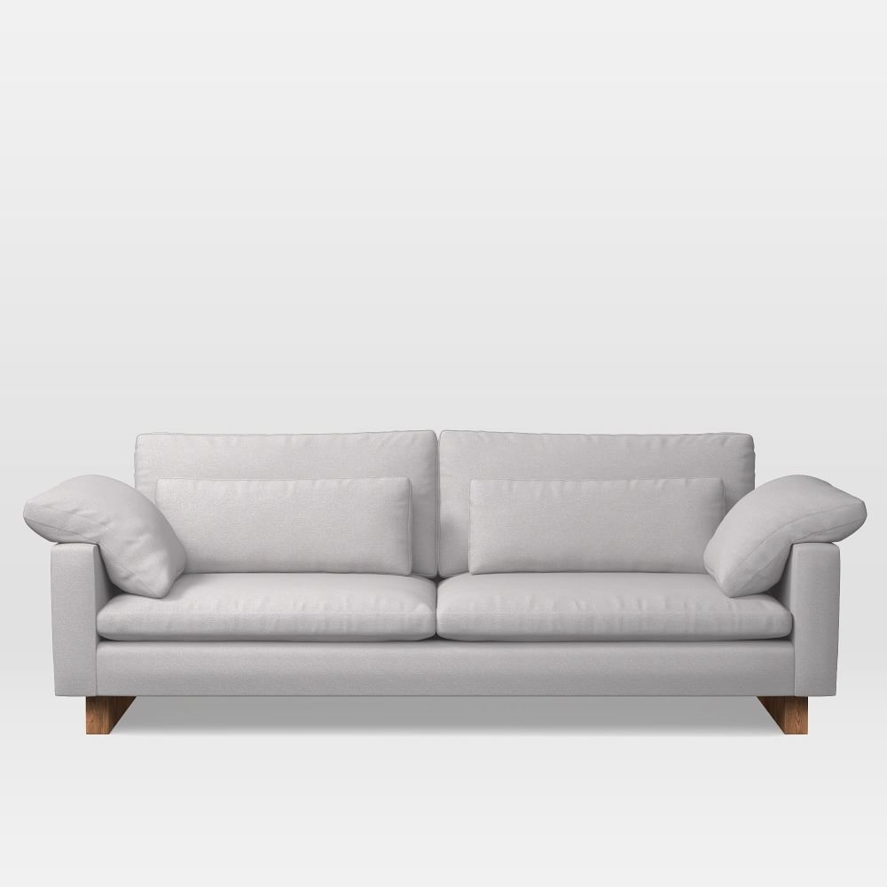 Harmony 92" Multi-Seat Sofa, Standard Depth, Chenille Tweed, Frost Gray, Dark Walnut - Image 0