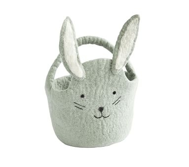 Felted Bunny Baby Easter Bucket, Dusty Blue - Image 3