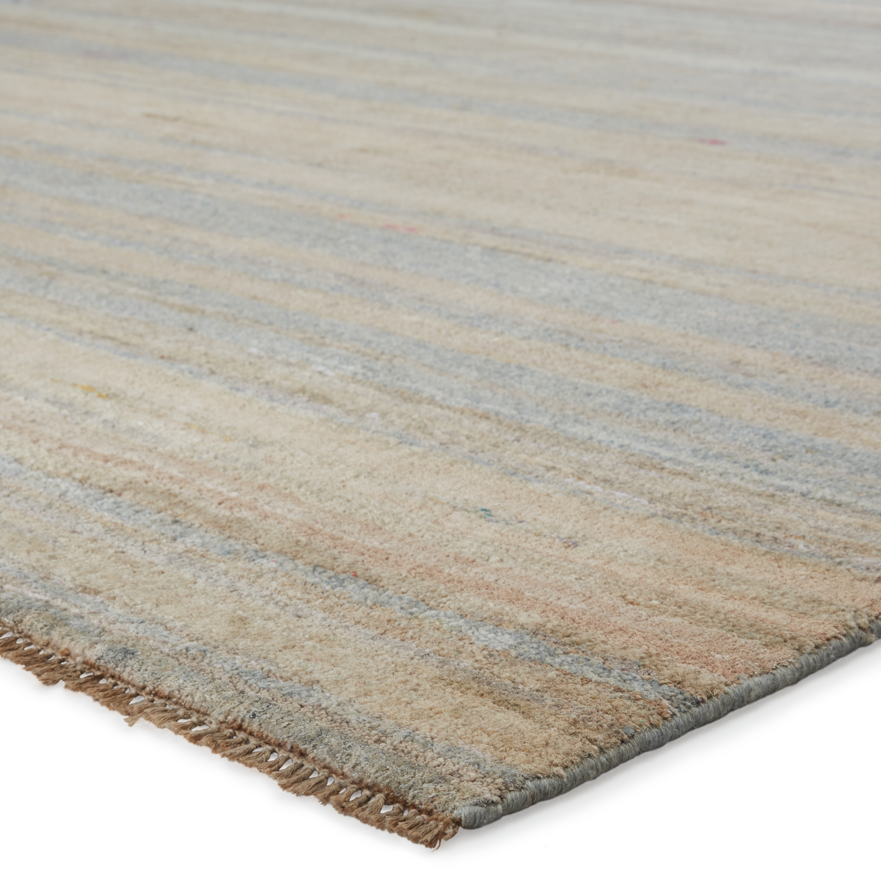 Paradis Hand-Knotted Abstract Beige/ Slate Area Rug (6'X9') - Image 1