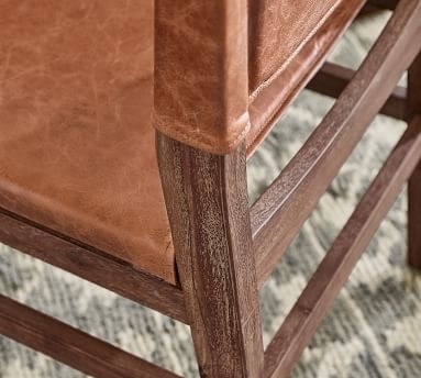 Segura Leather Dining Armchair, Blackened Oak Frame , Statesville Pebble - Image 4
