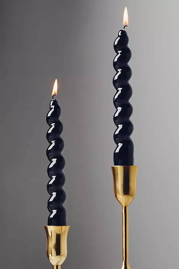 High Shine Spiral Taper Candles, Set of 2 - Image 0