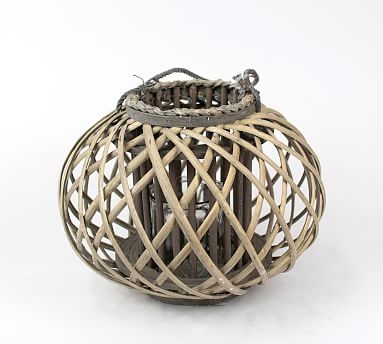 Round Willow Lantern - Gray, Small, 12.5"H - Image 0
