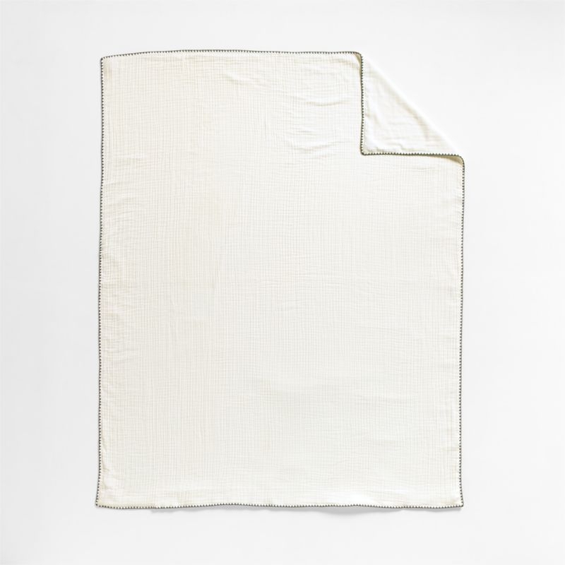 Beckett Pampas Ivory Supersoft Luxe Embroidered Beachglass Green Edge Organic Cotton Kids Twin Duvet By Jake Arnold - Image 5