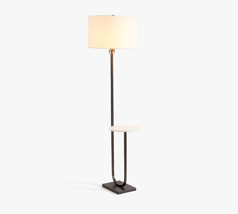 Delaney Marble Shelf Floor Lamp, Bronze & White Marble - Image 0