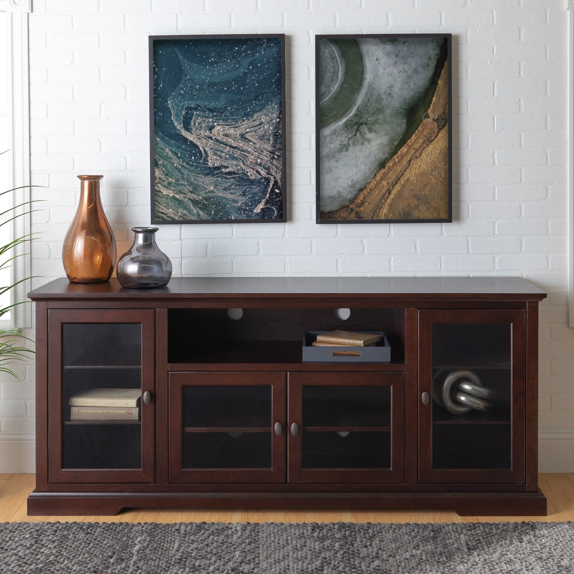 70" Traditional Wood TV Stand - Espresso - Image 4