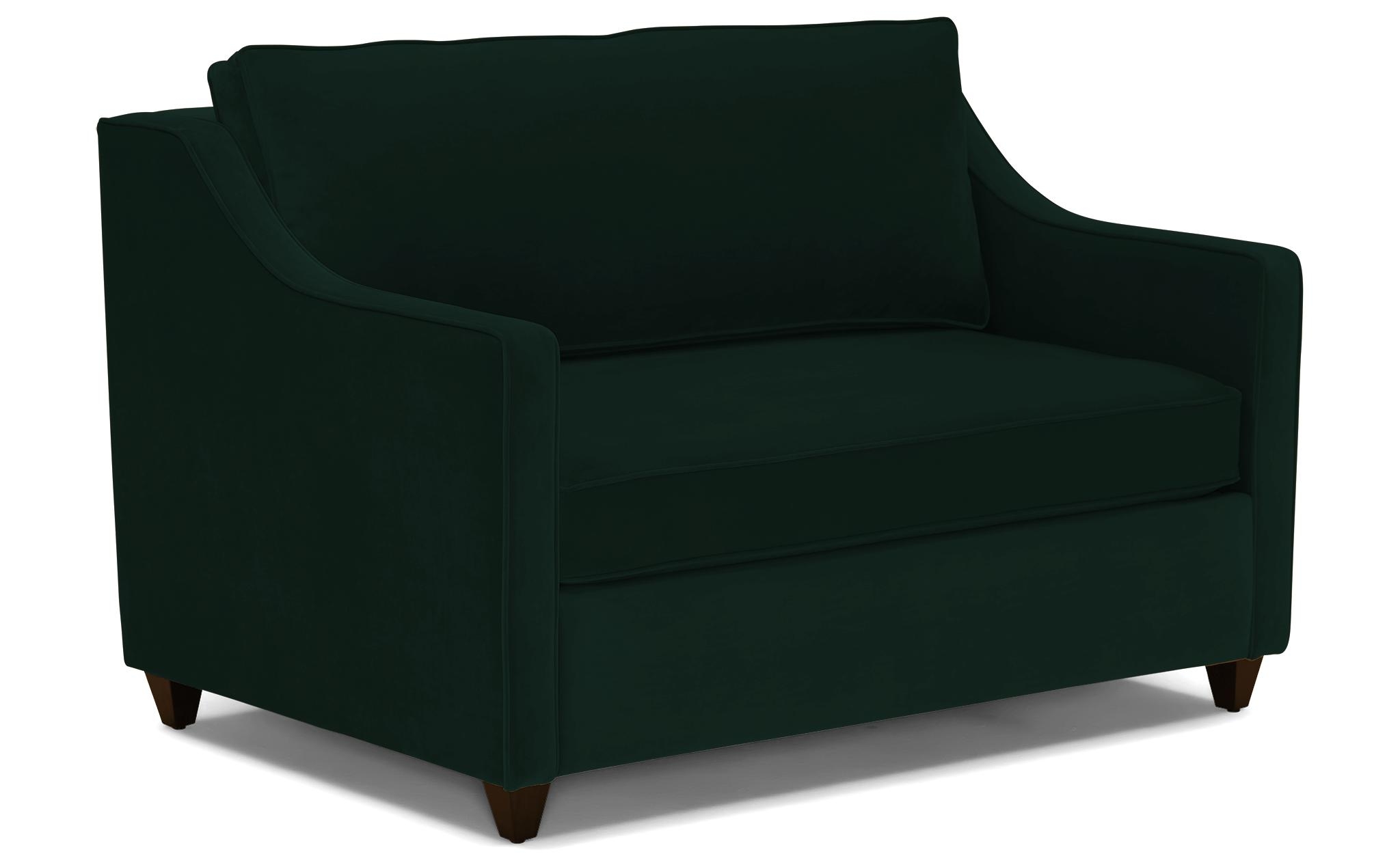 Green Brooks Mid Century Modern Twin Sleeper Sofa - Royale Evergreen - Mocha - Image 1