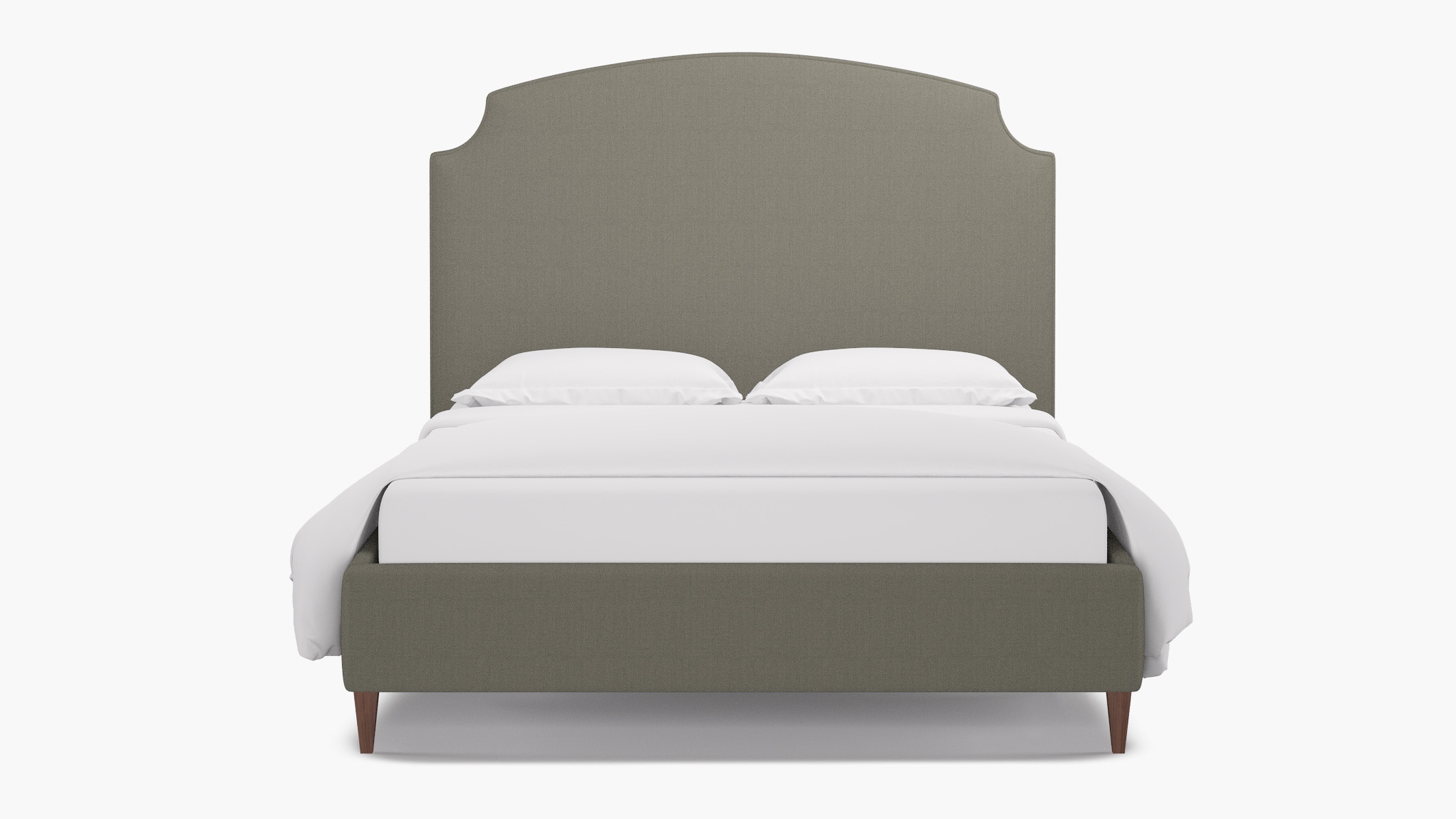 Cove Bed, Putty Everyday Linen, Walnut Square Tapered Leg, Queen - Image 0