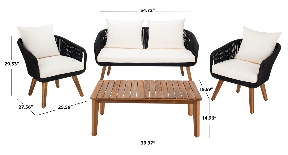 Prester 4 Pc Living Set - Black/Beige - Safavieh - Image 6