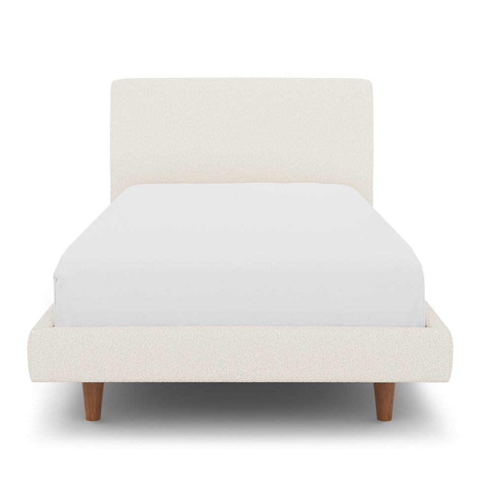 Tessu Twin Low Profile Upholstered Bed - Ivory Wool Bouclé - Image 1