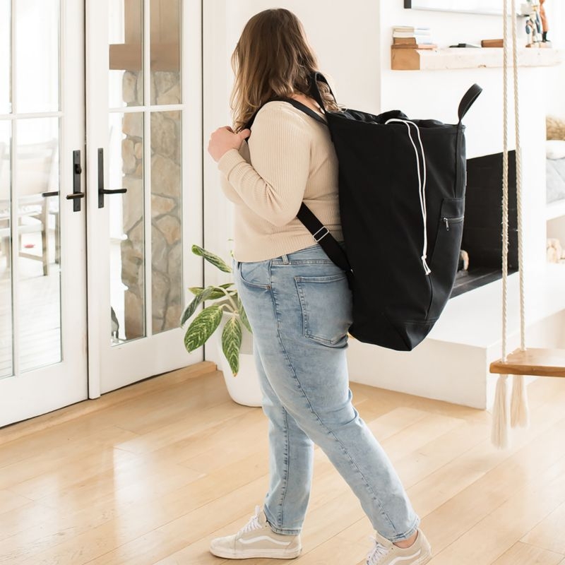 Steele Black Canvas Laundry Tote Bag - Image 4