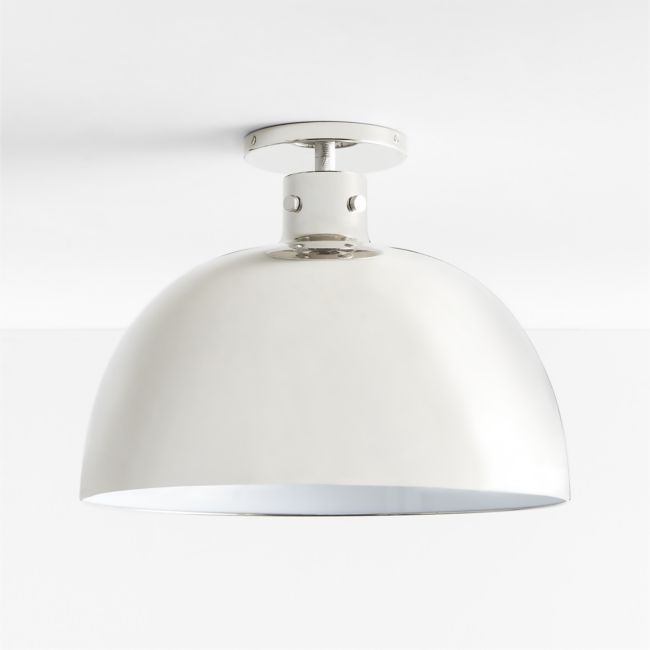 Dakota Chrome Flush Mount Light with Large Chrome Dome 15" - Image 0