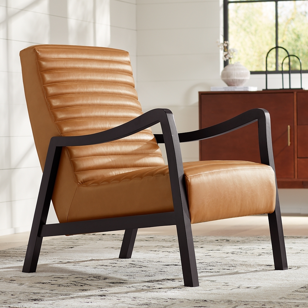 55 Downing Street Columbe Camel Faux Leather Modern Lounge Chair - Image 0