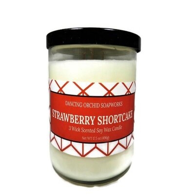 Soy Wax Strawberry Shortcake Scented Jar Candle - Image 0