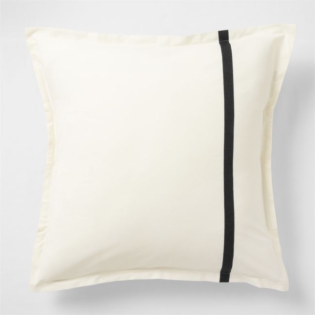 Favorite Organic Cotton Percale Tuxedo Stripe Ink Black Euro Bed Pillow Sham - Image 0