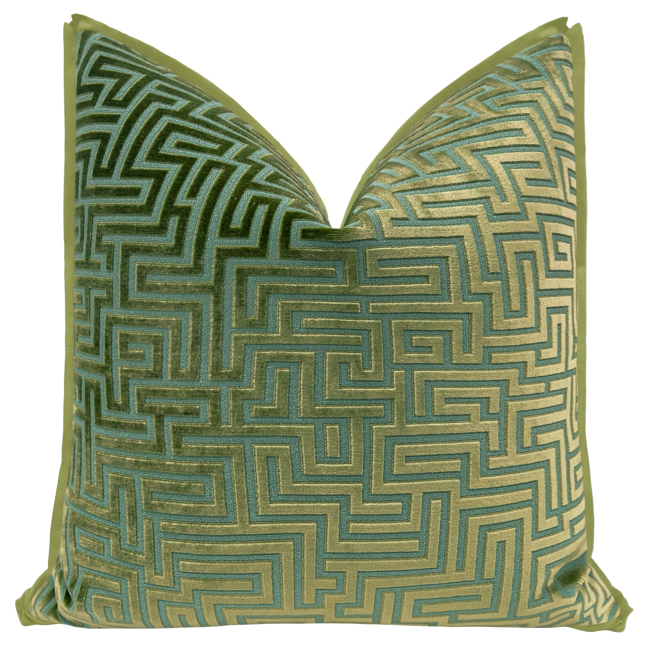 LABYRINTH CUT VELVET // OLIVE JADE | LDC - 14" X 36" / BUTTERFLY FLANGE / Olive - Image 0