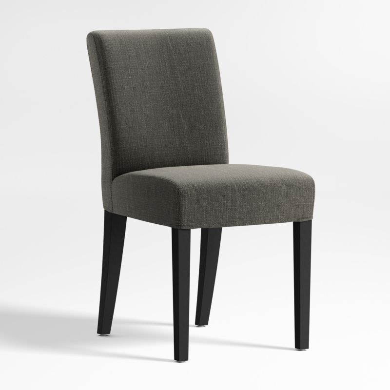 Lowe Charcoal Grey Upholstered Dining Chair with Ebony Wood Legs - Image 1