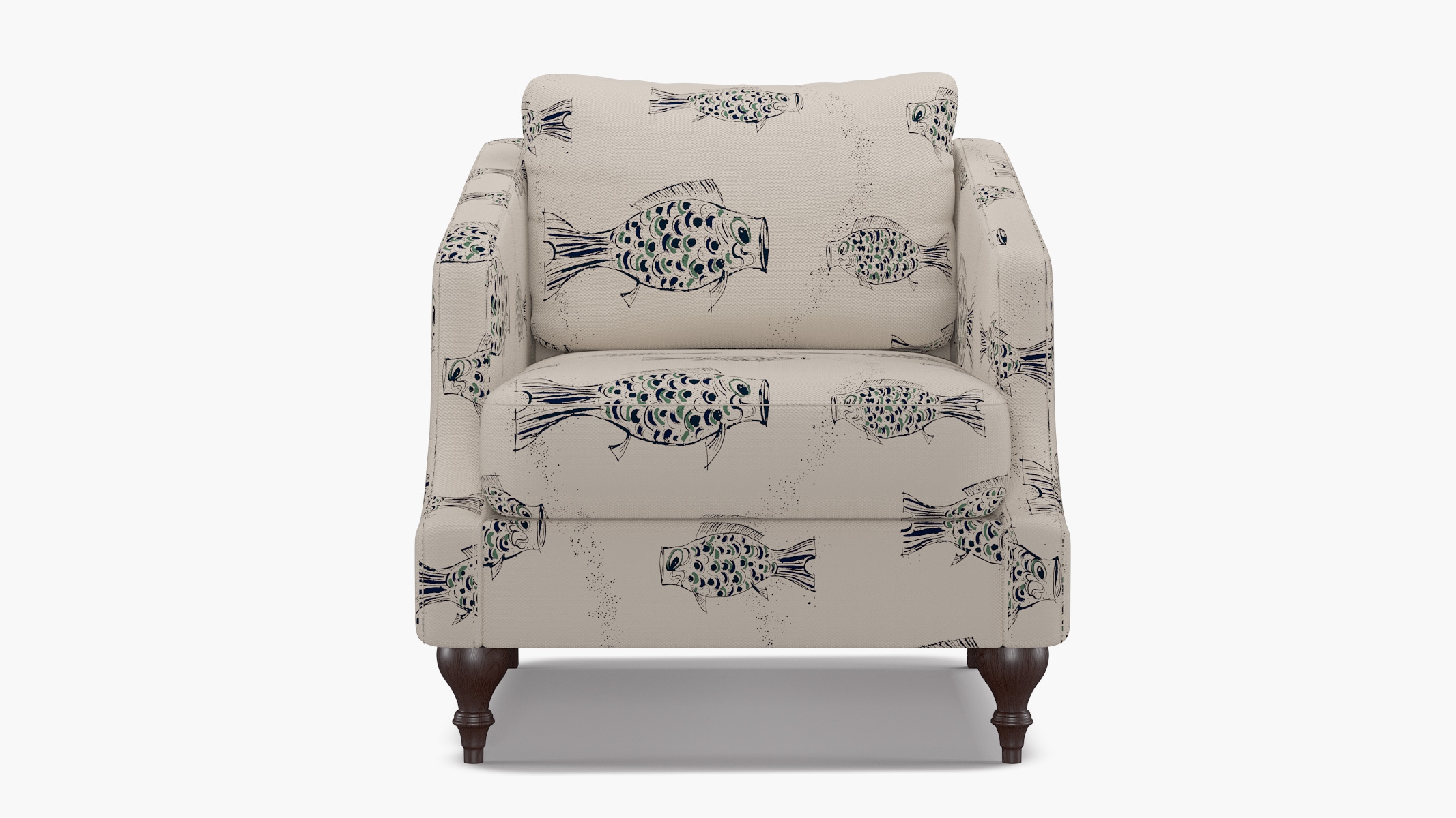 Slope Arm Chair, Canvas Sakana, Espresso Turned Wood Leg - Image 0