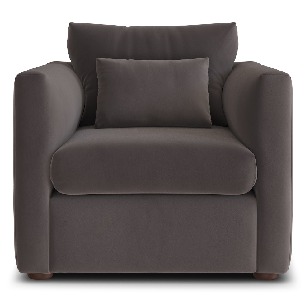 Marina 38" Velvet Lounge Chair - Hale Warm Gray - Image 1