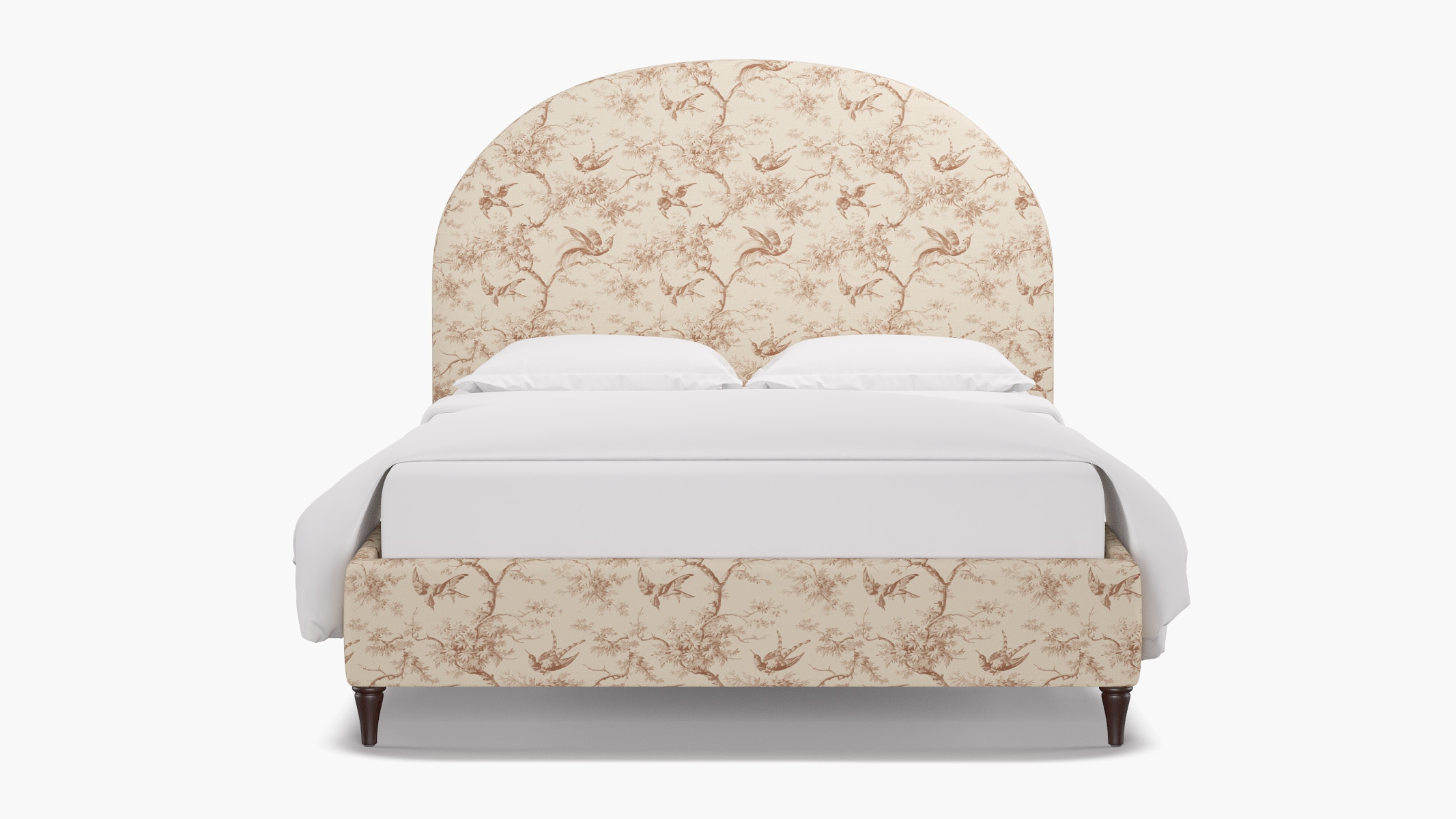 Demilune Bed, Terracotta Swallows, Espresso Decorative Tapered Leg, Twin - Image 0