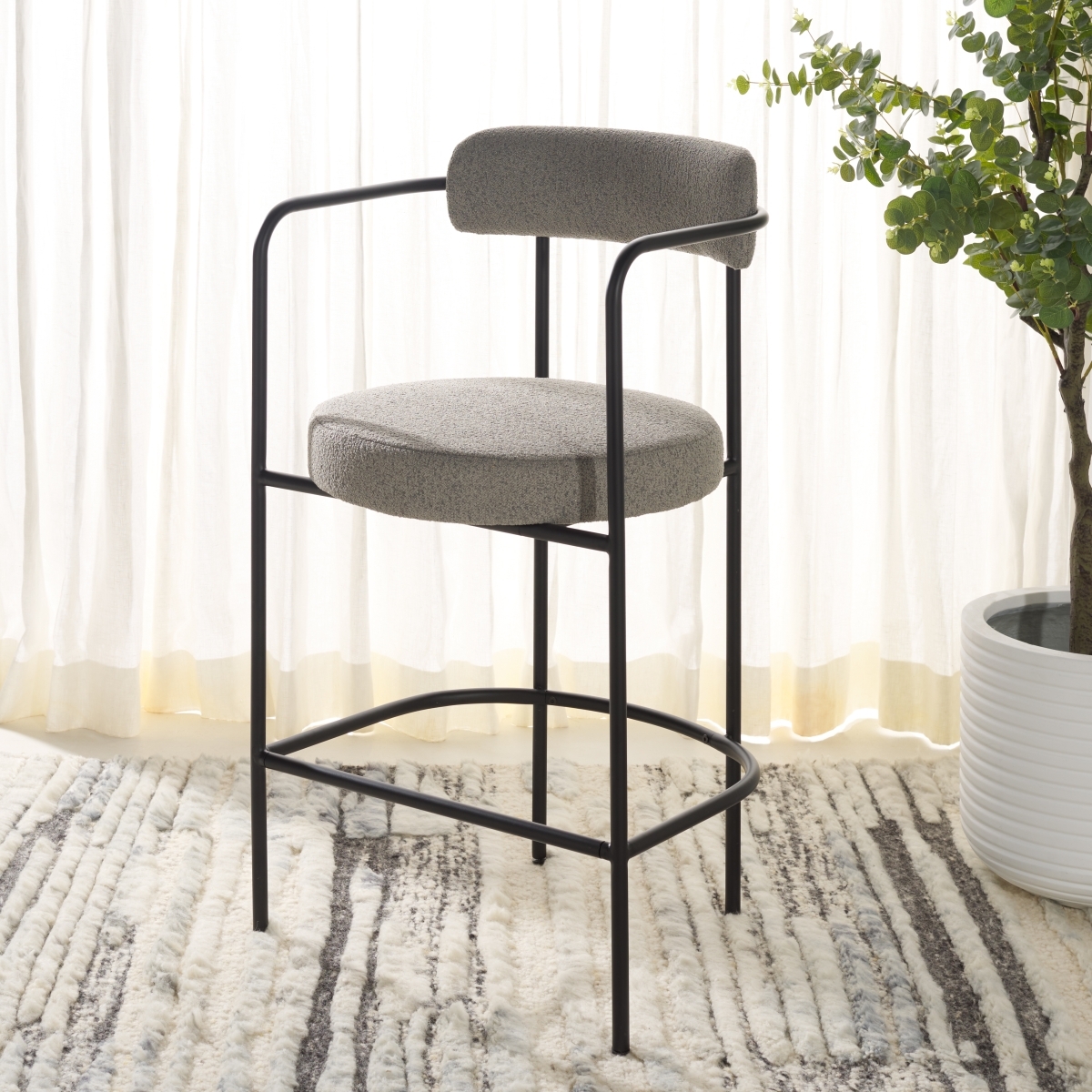 Andrean Arm Counter Stool - Grey / Black - Image 1