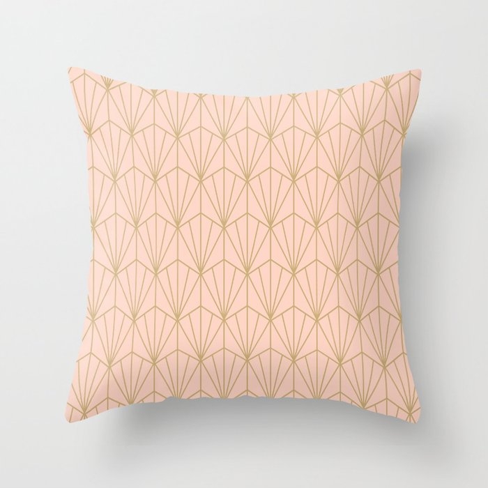 Art Deco Vector In Peach And Gold Throw Pillow by House Of Haha - Cover (20" x 20") With Pillow Insert - Outdoor Pillow - Image 0