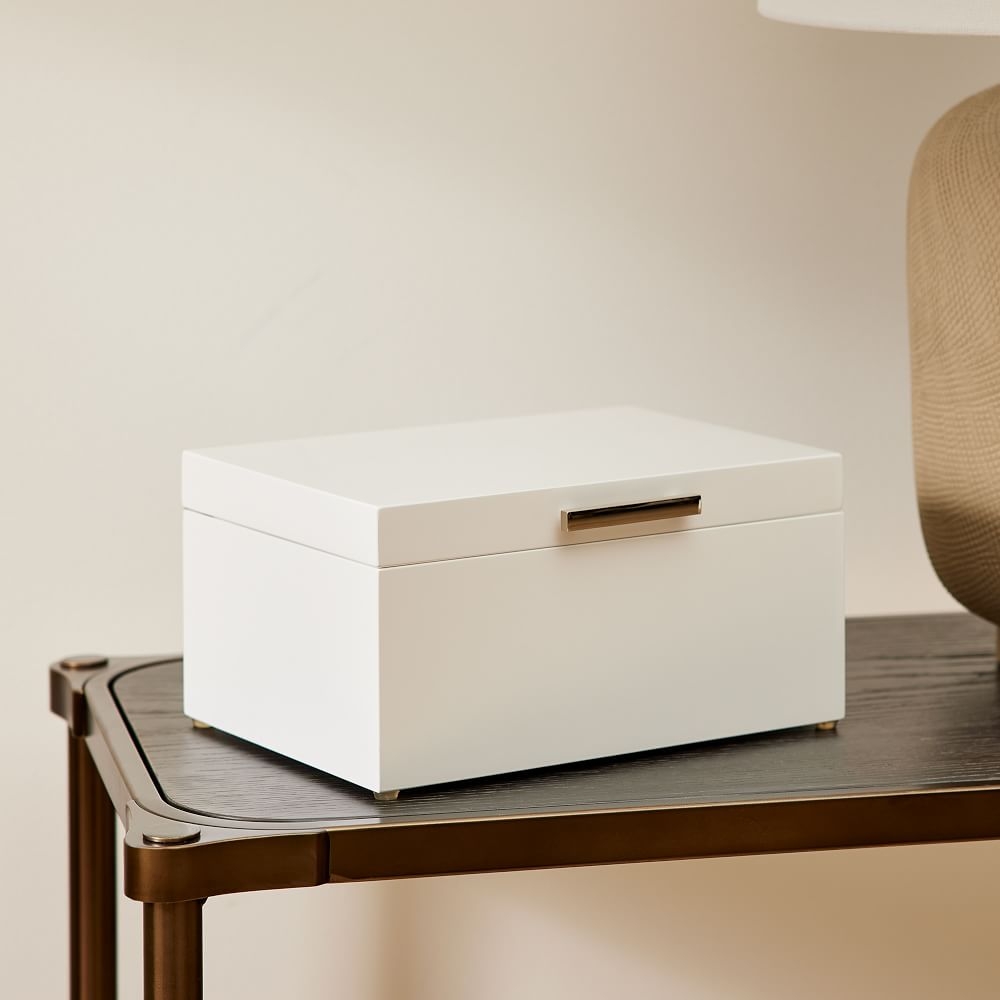 Loft Box, Large, White Gloss + Nickel - Image 0