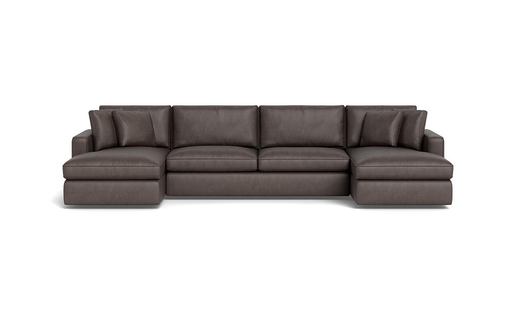 James Leather 3-Piece 4-Seat U Chaise Sectional - Image 0