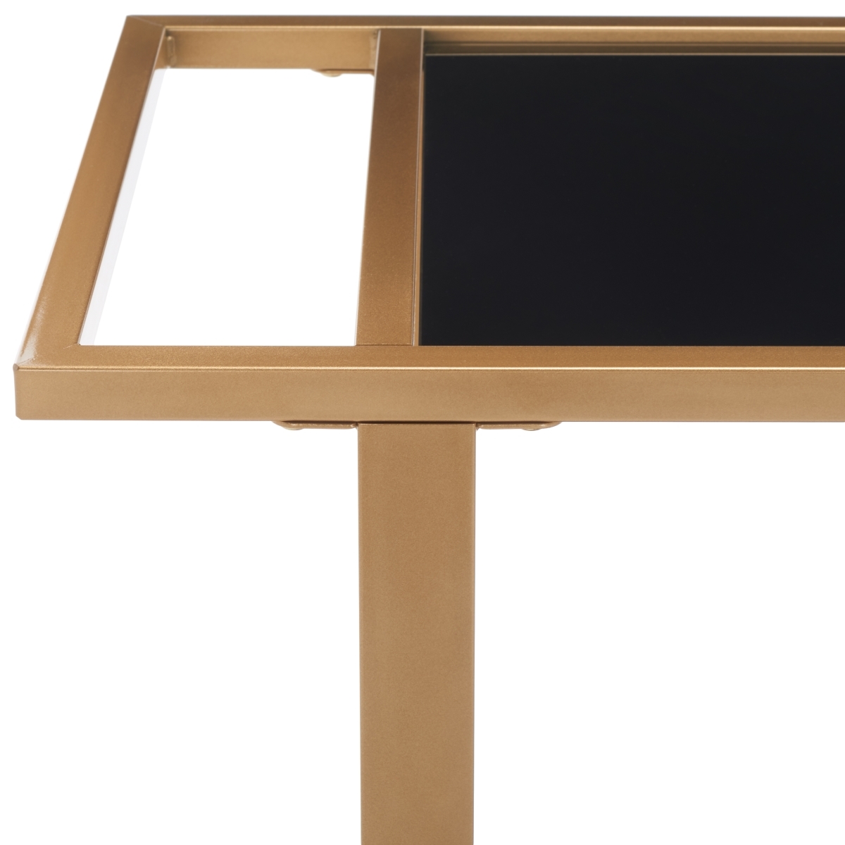 Gaelle 2 Tier Bar Cart W Handl - Matte Gold / Black - Safavieh - Image 2