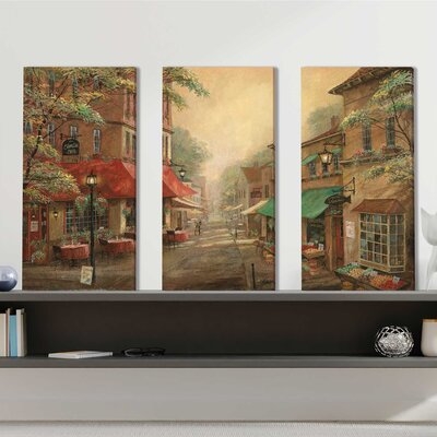 "Charlies Cafe" 3 Piece Graphic Print Set On Canvas_2136 - Image 0