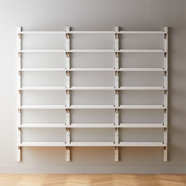 White High-Gloss Triple Modular Wall Shelf 88" - Image 0