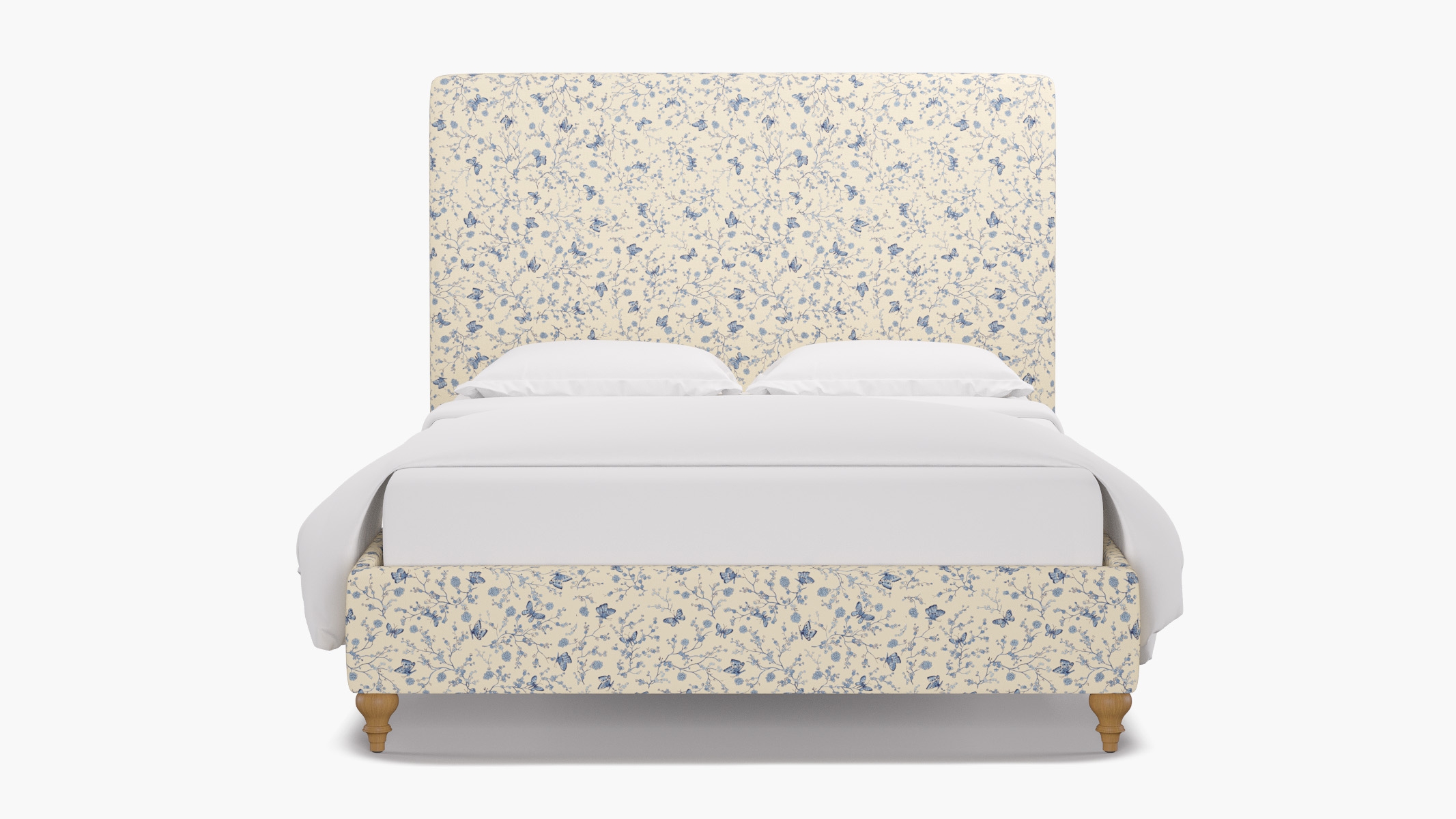 Classic Bed, Delft Mariposa, Natural Traditional Turned Leg, Queen - Image 0