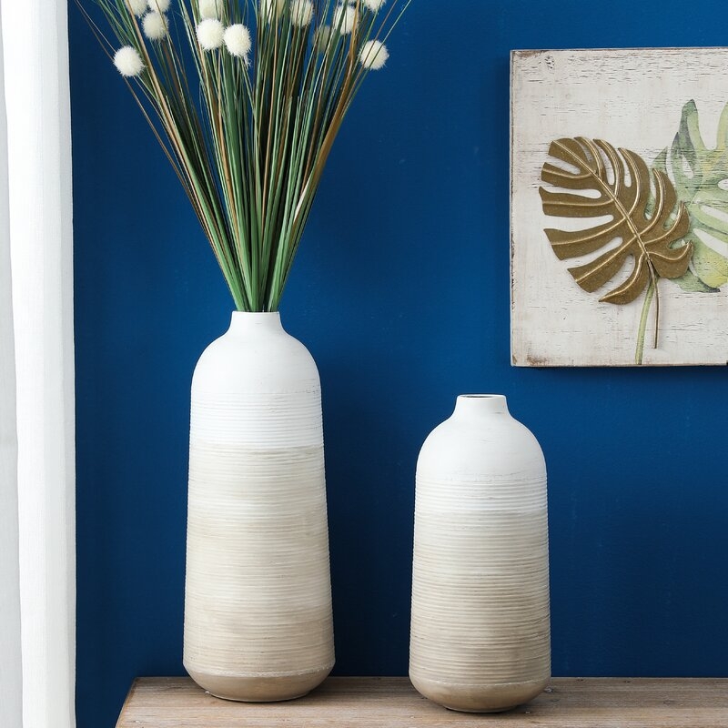Gradient Metal Vases, Tan & White, Set of 2 - Image 5