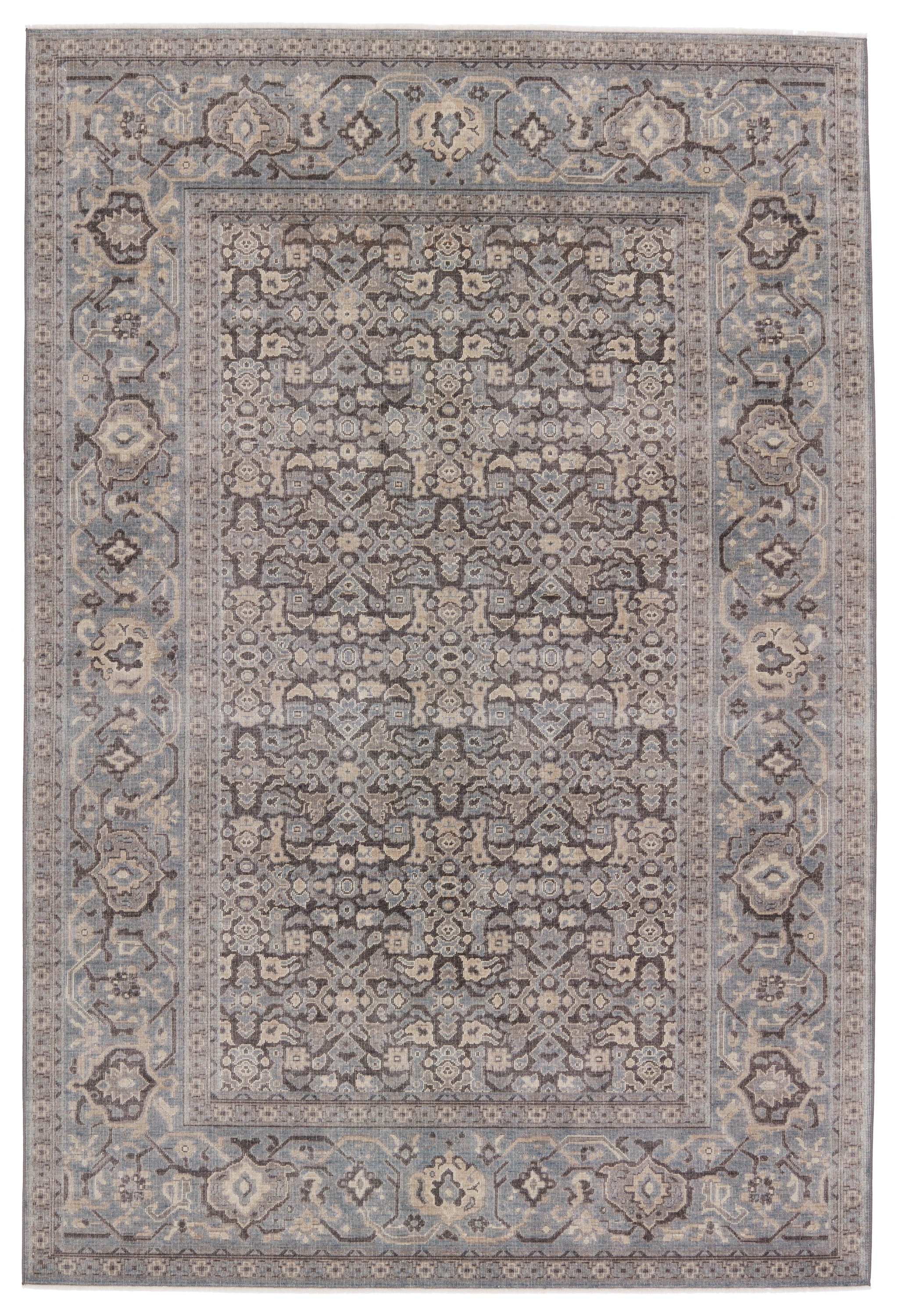 Vincien Oriental Dark Gray/ Blue Area Rug (6'5"X9'9") - Image 0