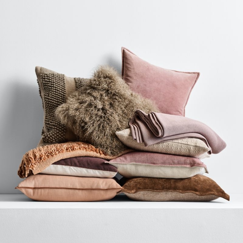 Hyde Pieced Suede 23x23 Brown Throw Pillow Cover - Image 5
