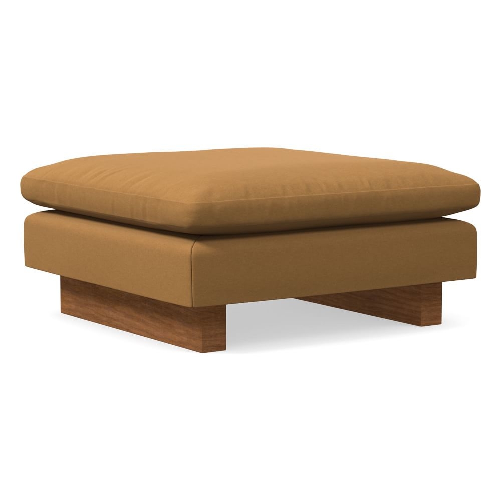 Harmony 36" Petite Ottoman, Down Blend, Performance Velvet, Golden Oak, Dark Walnut - Image 0