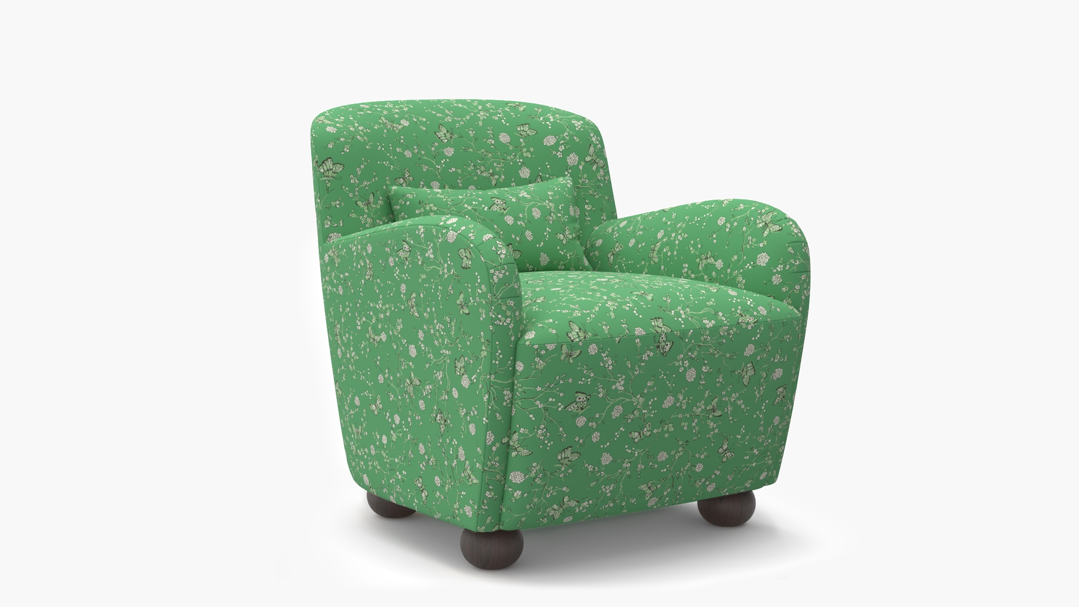 Club Chair, Kelly Mariposa, Espresso Bun Foot - Image 1